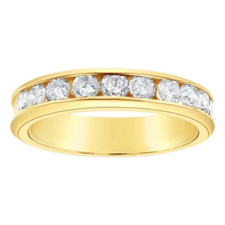 4MM One Carat Diamond Wedding Band, Size 6 For Sale