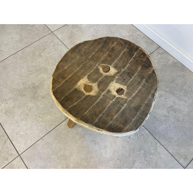 Rustic Spruce Wood Stool For Sale - Image 3 of 16