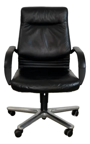 1980’s Postmodern Swiss Reclining Leather Office Desk Chair