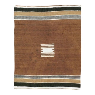 Galerie Shabab Collection Mid-20th Century Turkish Folk Accent Rug Handmade in Brown, Black, Ivory, and Grey For Sale