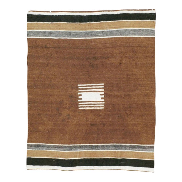 Galerie Shabab Collection Mid-20th Century Turkish Folk Accent Rug Handmade in Brown, Black, Ivory, and Grey For Sale