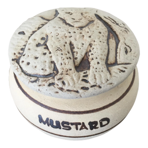 Douglas Studio Pottery Clay Mustard Pot With Jaguar Lid