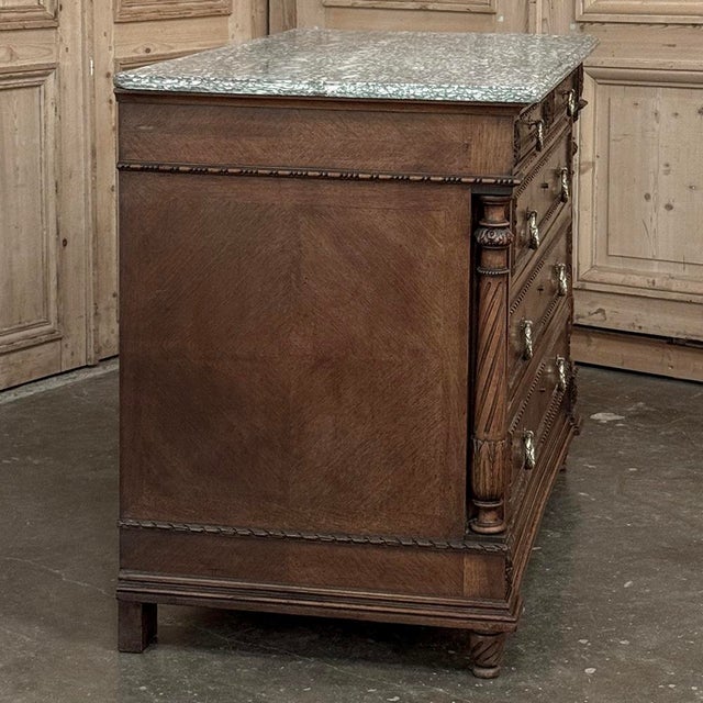 19th Century French Louis XVI Walnut Marble Top Commode For Sale - Image 10 of 16
