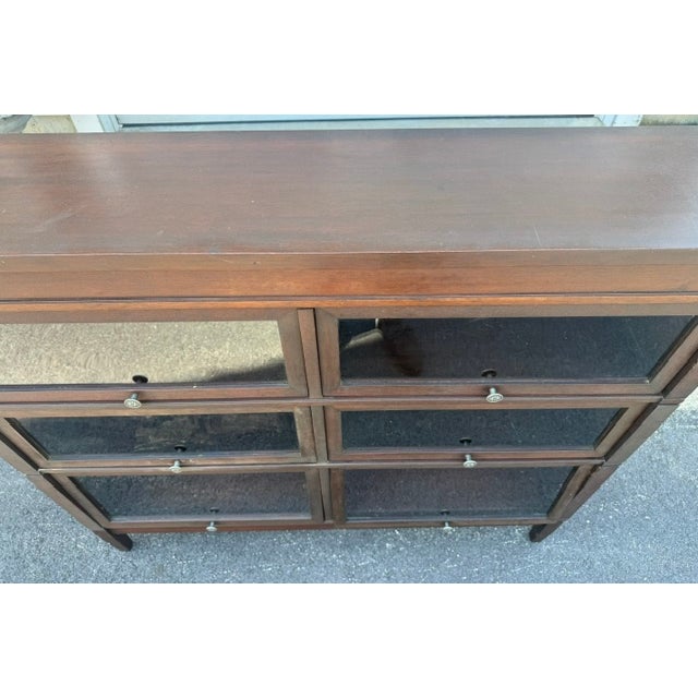 Antique Globe Wernicke Arts & Crafts Mahogany Three Stack Double Barrister Bookcase For Sale - Image 9 of 12