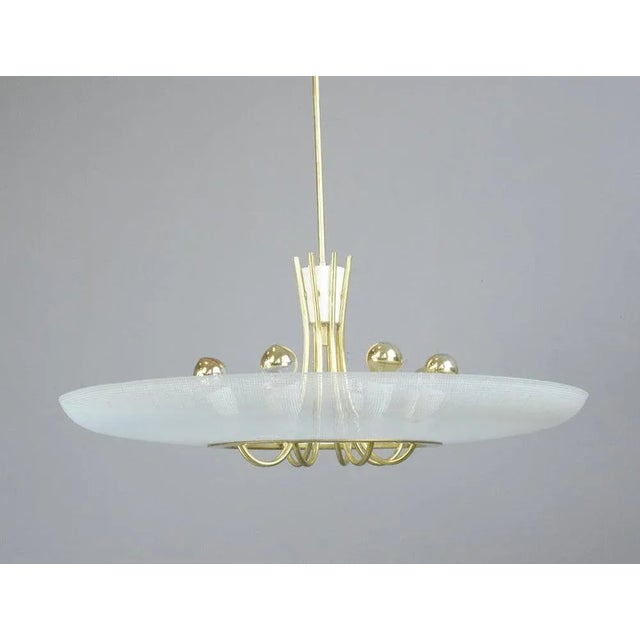 Large Mid-Century Brass and Glass Ceiling Light, 1960s For Sale - Image 13 of 13