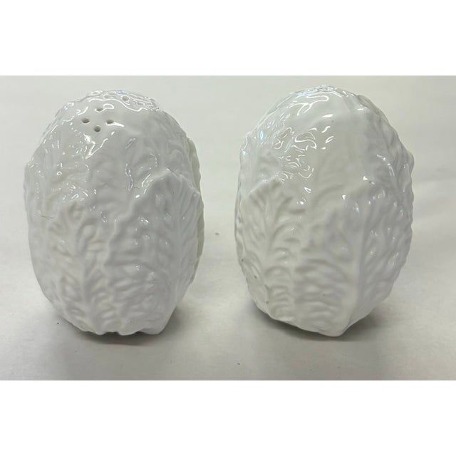 English Early English Coalport Cabbage Leaf Salt and Pepper Shakers, Signed For Sale - Image 3 of 4