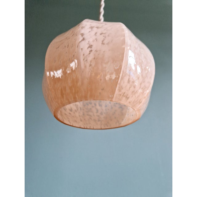 Pink Art Deco Pendant Light in Pink Speckled Glass, 1920s For Sale - Image 8 of 16
