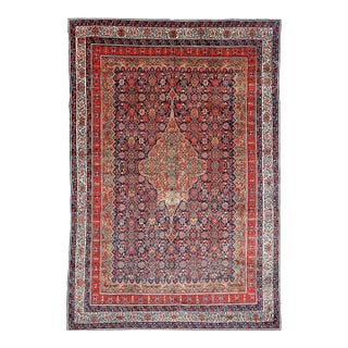 1930s Palace Size Persian Bibikibad in Deep Blue Plush Full Pile Rug 10.6 x 16.5 For Sale