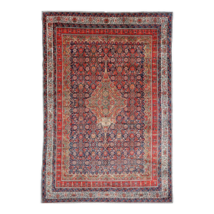 1930s Palace Size Persian Bibikibad in Deep Blue Plush Full Pile Rug 10.6 x 16.5