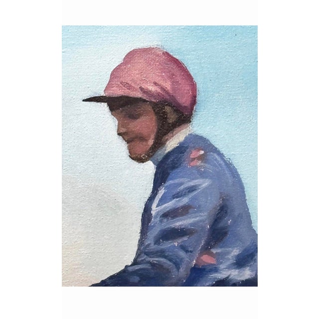 Mid 20th Century English Sporting Oil Painting of Jockey Joe Mercer and Brigadier Gerard For Sale In Houston - Image 6 of 8