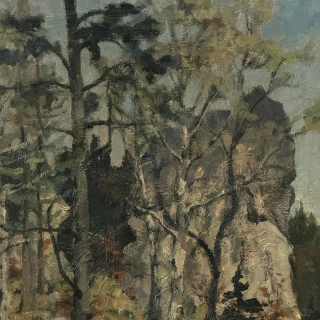 Antique Framed Oil Painting on Canvas by Arthur H. Maillien (1888-1962) 'Sunlit Trees' For Sale - Image 11 of 15