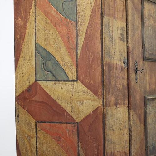 Rustic Farmhouse Folk Art Painted Bridal Cabinet For Sale - Image 16 of 18