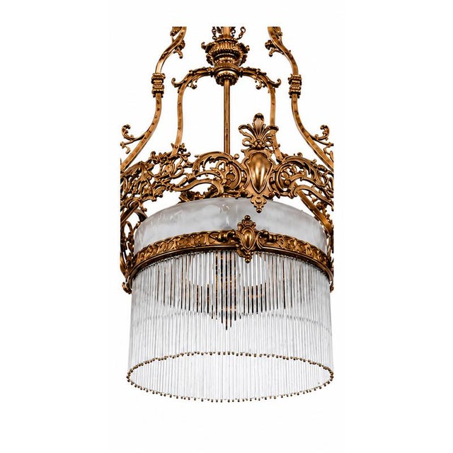 Liberty Chandelier in Gilded Bronze and Glass, 1890s For Sale - Image 5 of 7
