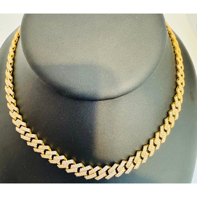 Early 21st Century 3.5Ct Pave Diamond Necklace 28.4 GM, 14 Karat Gold Necklace , UNISEX For Sale - Image 5 of 18