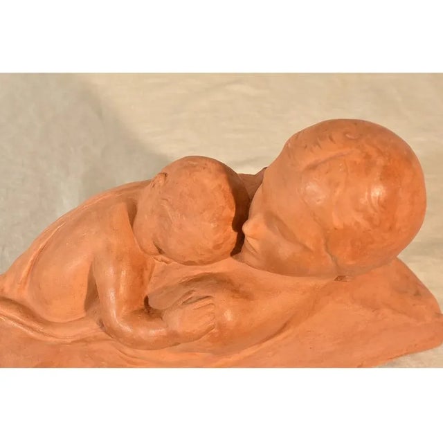 Art Deco Maternity Sculpture in Terracotta by Gennarelli, 20th Century For Sale - Image 4 of 11