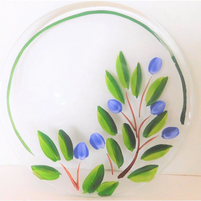 1970s Hand-Painted Glass Italian Mediterranean Grape and Leaf Serving Dish For Sale - Image 9 of 9