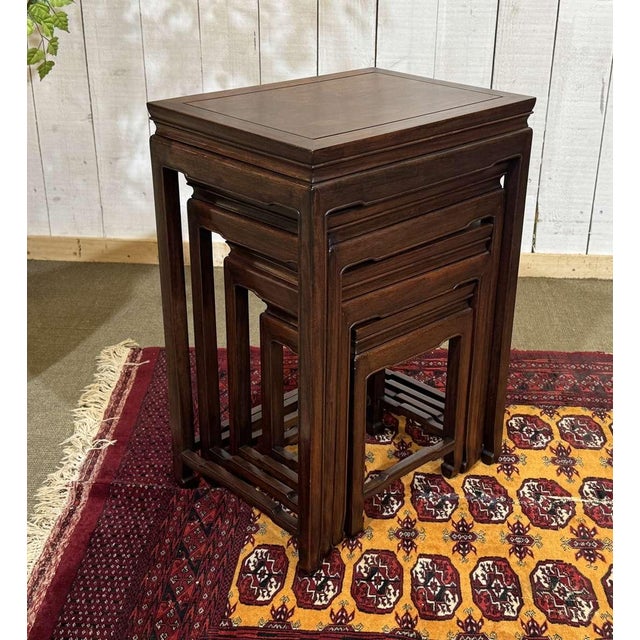 Nesting Mahogany Tables, 1970s, Set of 4 For Sale - Image 12 of 14
