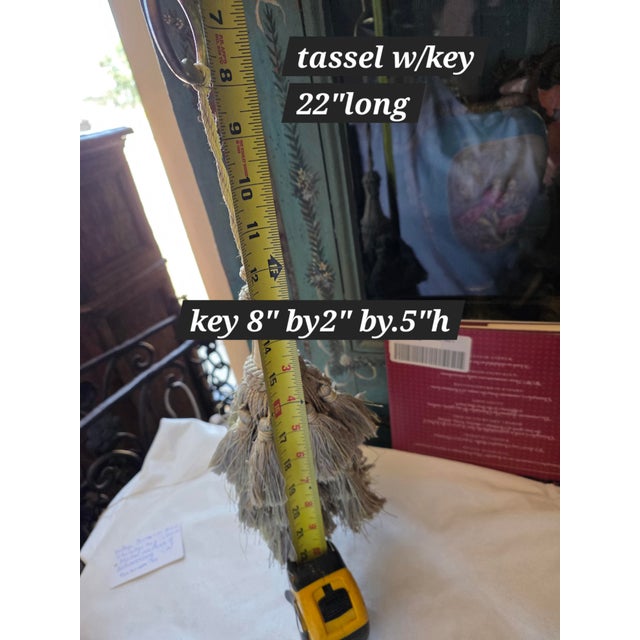 American Oversized Brass Key With Tassel For Sale - Image 3 of 7