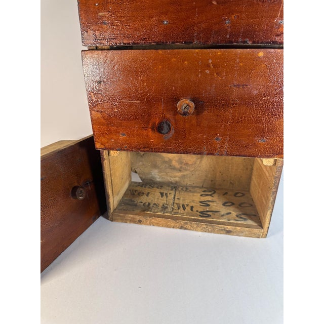 Early 20th Century Antique Pine Three Drawer Chest: Primitive Tabletop Storage For Sale - Image 5 of 10
