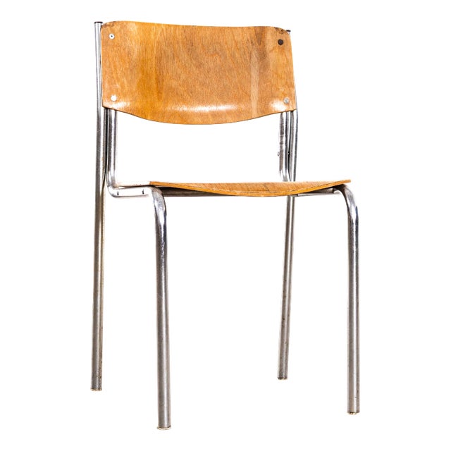 Stacking University Dining Chair with Chrome Frame, 1970s For Sale