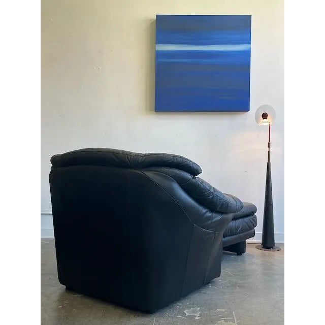 Postmodern Italian Black Lounge Chair & Ottoman For Sale - Image 4 of 8