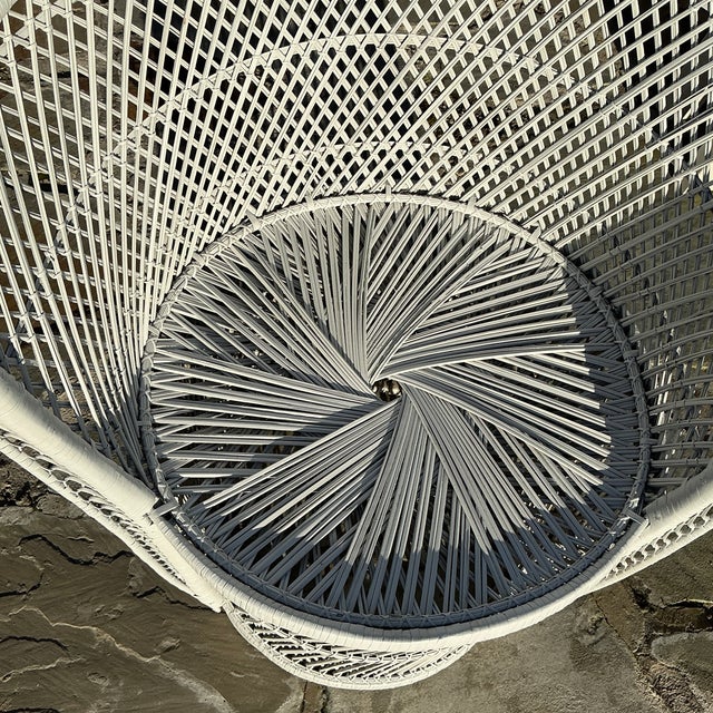 1960's Mid Century White Rattan Barrel Back Chair For Sale - Image 10 of 12