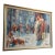 Large 1960s Mid-Century Expressionist Urban Crowd Scene Oil Painting by Irving Rosenzweig For Sale