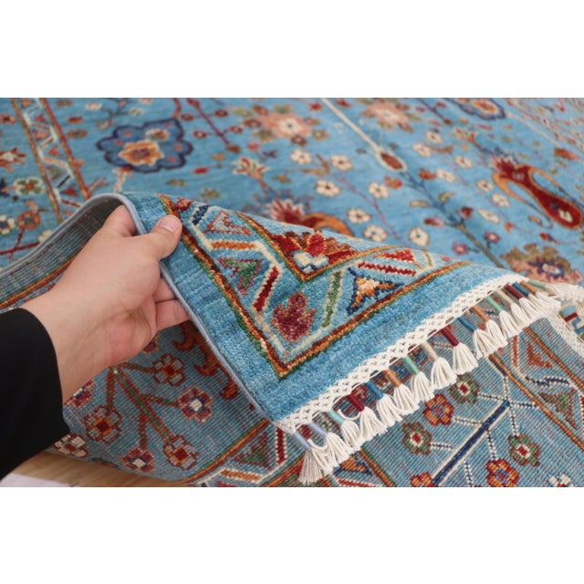 Textile Sky Blue Ziegler Sultanabad Wool Rug – 5'11" X 8'8" For Sale - Image 7 of 10