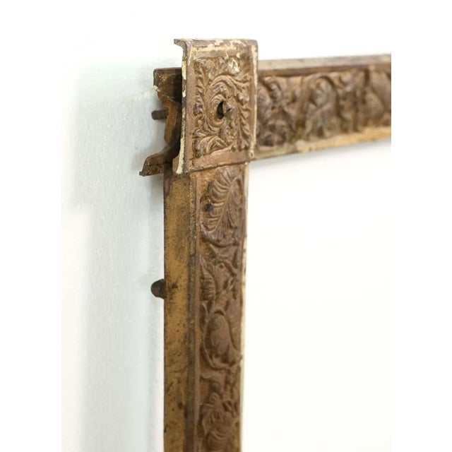 Mid 20th Century Antique Cast Iron Fireplace Frame Insert With Foliage Details For Sale - Image 5 of 10