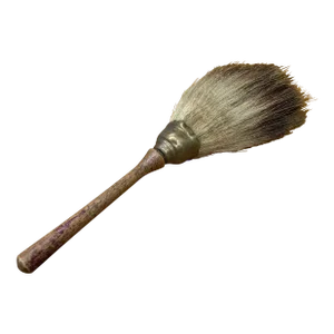 Early 19th Century Unique Antique Chinese Fan Brush With Wooden Handle, Brass Ferrule and Natural Tipped Bristles