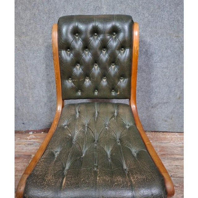 English-style (Chesterfield) office or lounge chair. Featuring an elegant bentwood frame and tufted upholstery covered in...