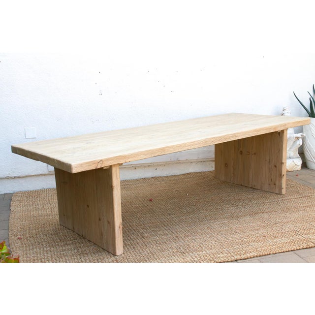 1990s Monumental Solana Reclaimed Wood Pedestal Dining Table For Sale - Image 5 of 10