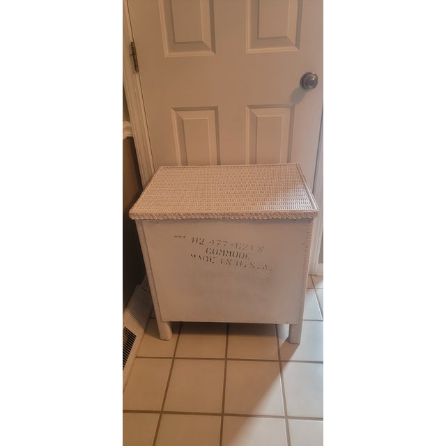 1980s Coastal White Henry Link Wicker Nightstand by Lexington For Sale - Image 13 of 18