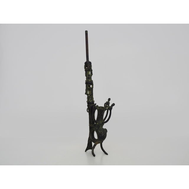 Large Vintage Zoomorphic Bamoun Bronze Pipe Cameroon, 1960s For Sale - Image 11 of 11