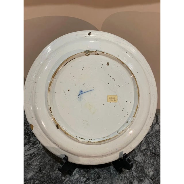 Blue 18th Century Hand Painted Dutch Delft Chinoiserie Pattern Platter For Sale - Image 8 of 10