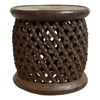 Tribal Modern Vintage Bamileke Stool / Side Table For Sale