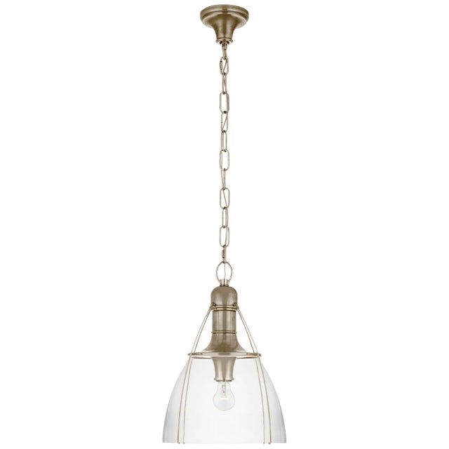 Prestwick 14" Pendant in Antique Nickel with Clear Glass Designer: Chapman & Myers Canopy: 5.5" Round Mounting: Chain...