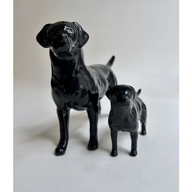 Two British Beswick Black Labrador Dog Porcelain Figurines, C. 1960 For Sale In New York - Image 6 of 17