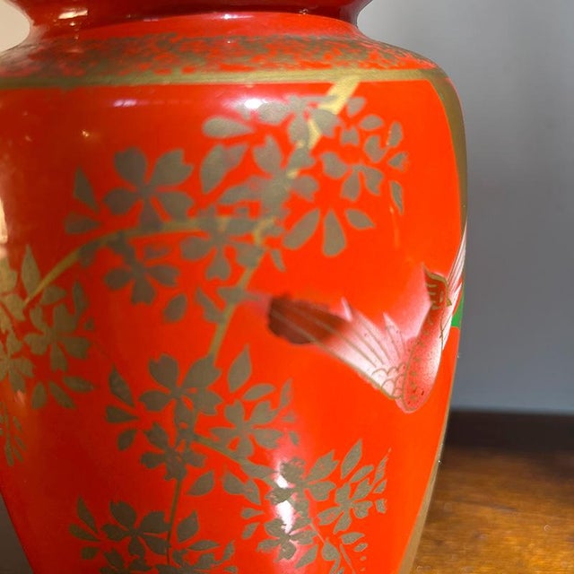 Red Painted Ceramic Vases, Set of 2 For Sale - Image 8 of 14