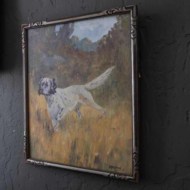 Painting of an English Setter Pointer Hunting Dog in the Field For Sale - Image 6 of 11