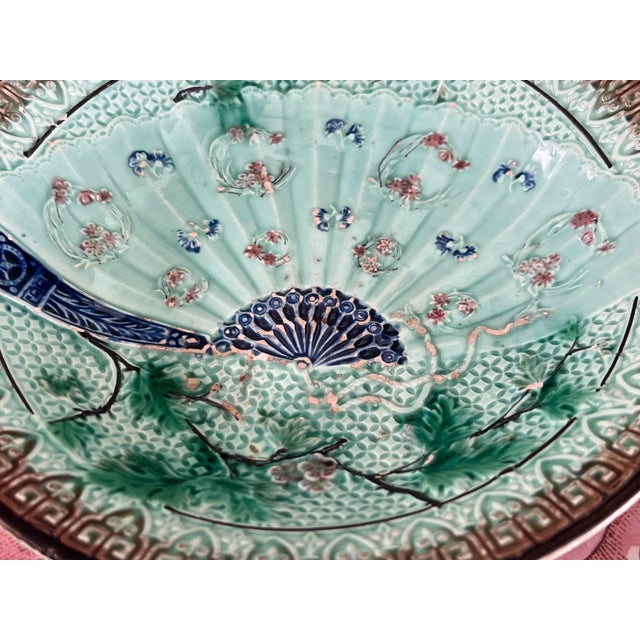 Antique Villeroy & Boch Majolica Fan Bowl, C. 1900 For Sale In San Francisco - Image 6 of 9