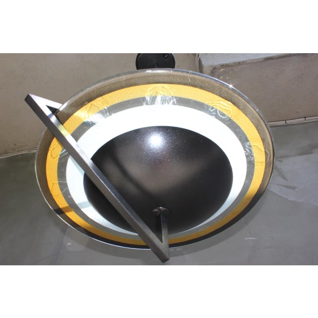 Italian Suspension Lamp in Wrought Iron and Colored Glass by Daniela Puppa, 1970s For Sale - Image 10 of 17