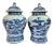 Vintage Chinoiserie Canton Road Blue & White Blaster Temple / Ginger Jars - a Pair For Sale