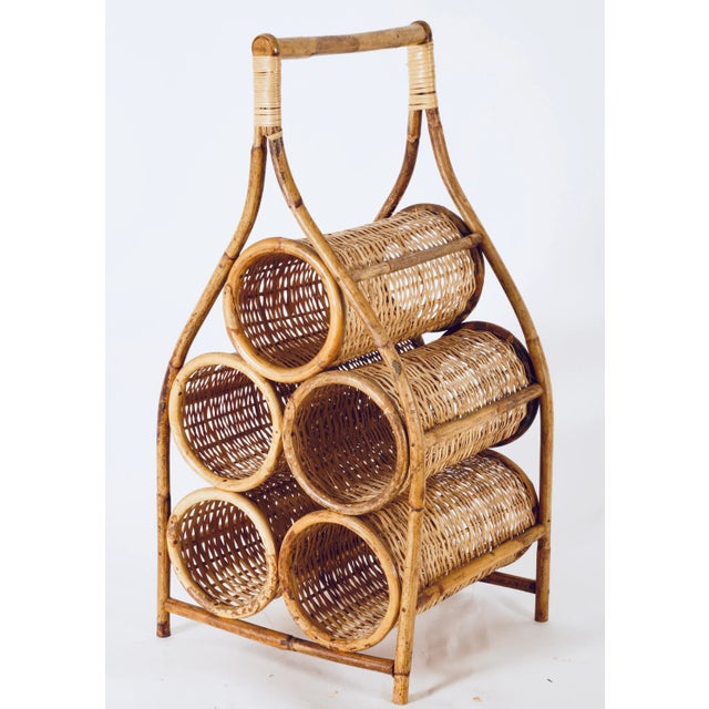 Mid 20th Century Rattan & Bamboo Wine Rack For Sale In Miami - Image 6 of 13