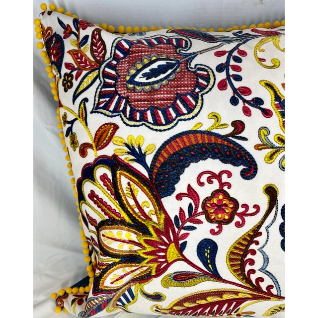 20" Square Decorative Throw Pillow With a Striking Modern Paisley Floral Pattern With a Needlepoint Look Appearance - Made in the U K For Sale - Image 4 of 12