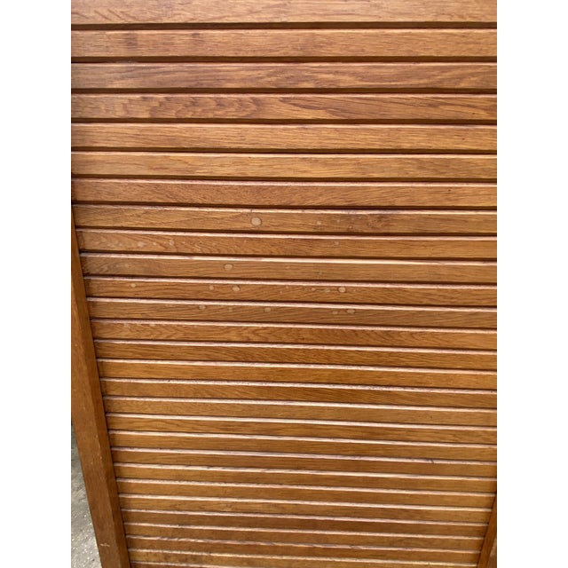 Wood Oak Double Column Roll-Top Filing Cabinet, 1950s For Sale - Image 7 of 18