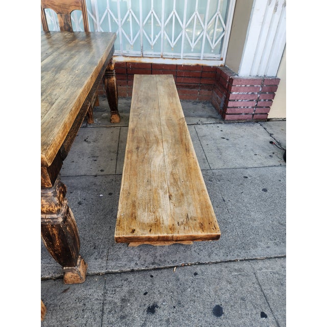 1980s Solid Pine Wood Dining Set For Sale In Los Angeles - Image 6 of 12