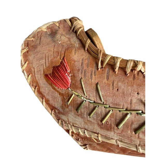 Wood Canoe Model With Needlework Vintage For Sale - Image 7 of 10