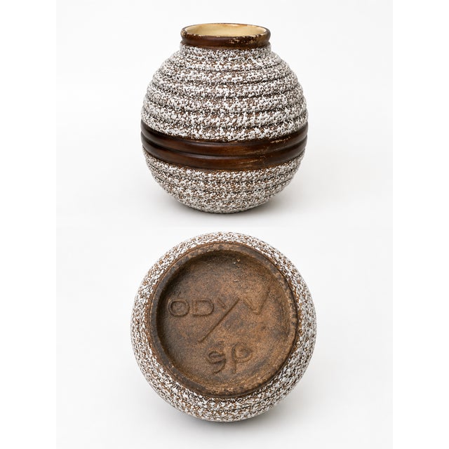 Ceramic Art Deco French Companion Ceramic Vases from Odyv Berlot-Mussier, 1930s, Set of 2 For Sale - Image 7 of 9