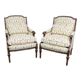 E.J. Victor Regency Style Chinoiserie Armchairs/Pair For Sale